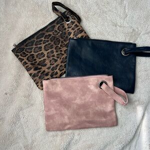 3 large clutch/wristlets